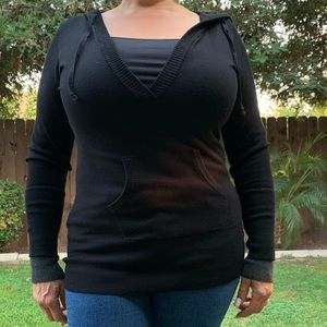 Long sleeve thin black hoodie